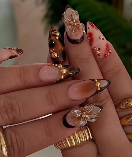 3D Pink Press on Nails Almond